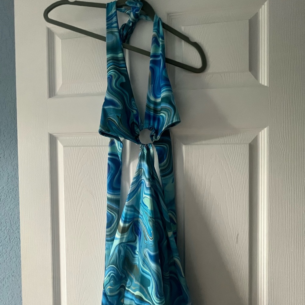 silk tiedye blue dress
